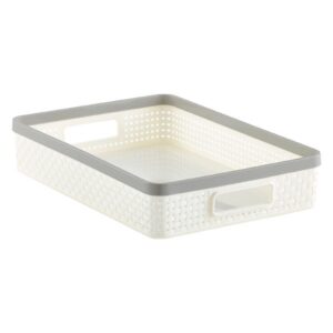 Cottage Woven Storage Bin with Cutout Handles – Extra-Large Polypropylene Organizer Basket