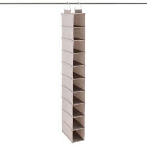 Hanging Shoe Organizer with Drawers & Metal Hooks – Canvas Closet Storage for Shoes & Accessories