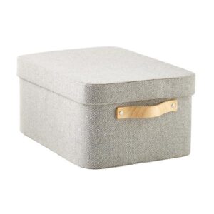 Storage Box with Wooden Handles – Fabric-Lined Organizer with Silver Hardware