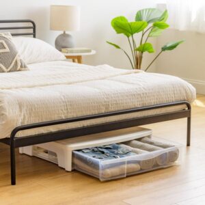 Wide Underbed Storage Drawer – Stackable Translucent Plastic Organizer for Clothes & Linens