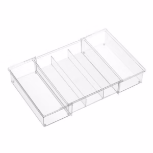 Clear Drawer Organizer Set – Expandable & Multi-Section Dividers for Elfa & Preston Drawers