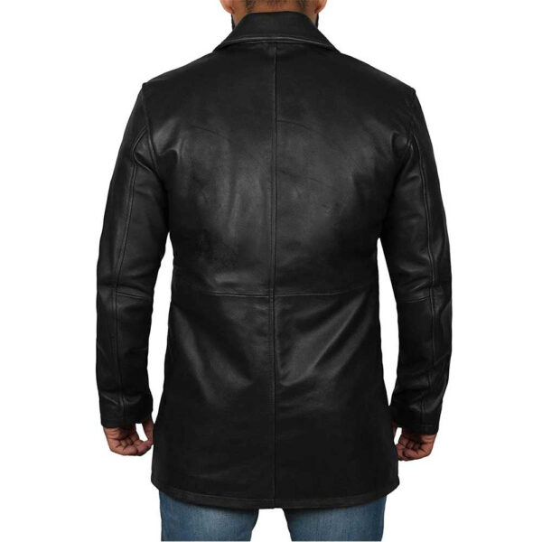 Men’s Black Leather Trench Coat – Retro Leather Jacket/Gloria Leather - Image 3